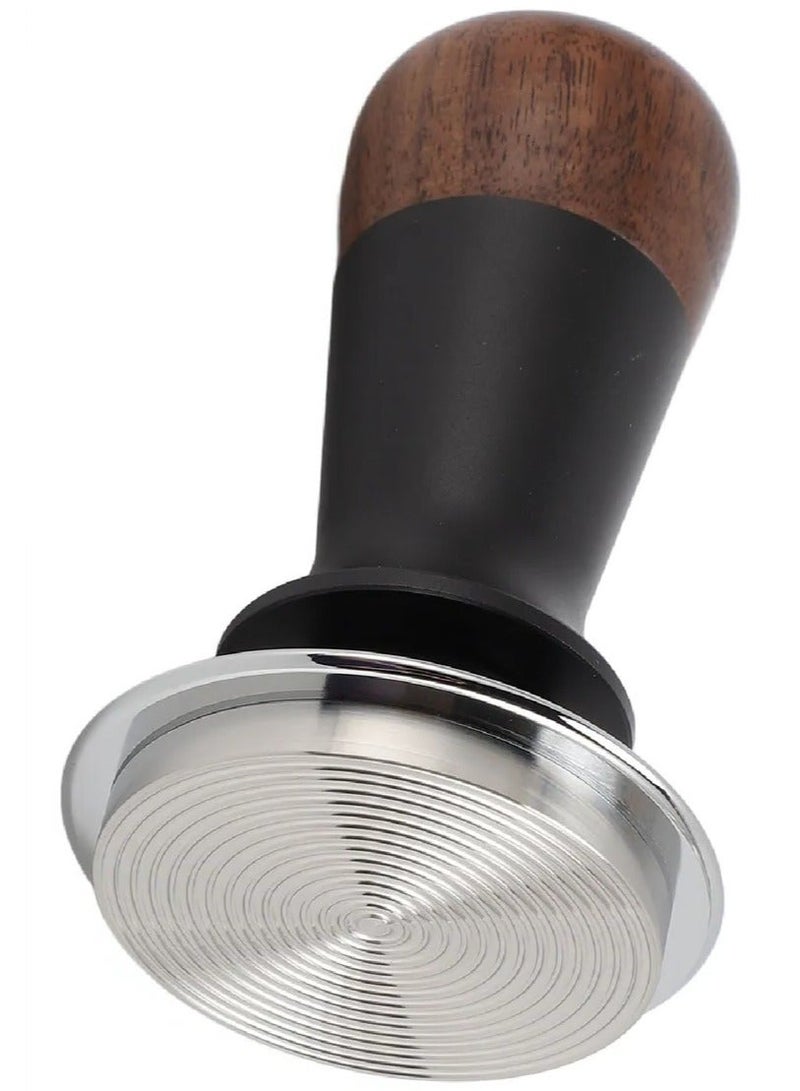 Professional 51mm Spring-Loaded Espresso Tamper - Stainless Steel Rippled Base with Black Finish and Luxury Natural Wood Touch - Image 4
